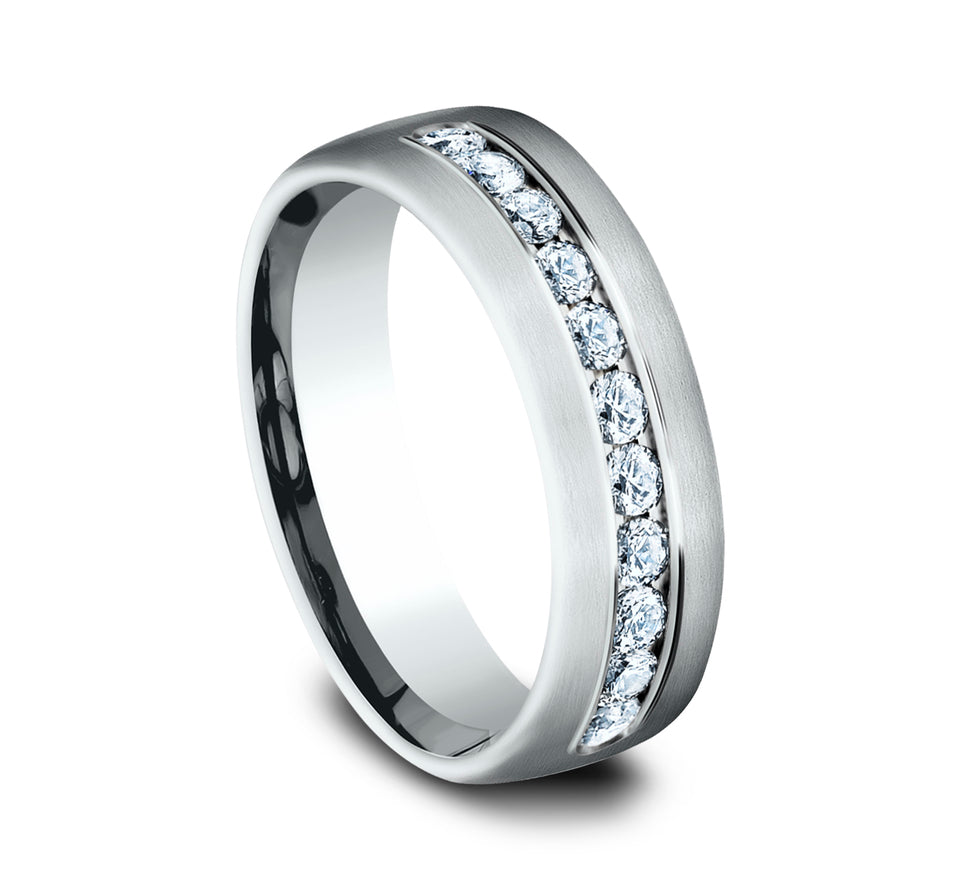Satin Channel Diamond Band