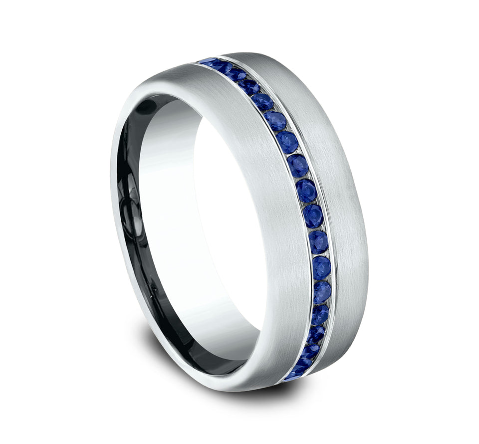 Blue Sapphire Half Way Diamond Band