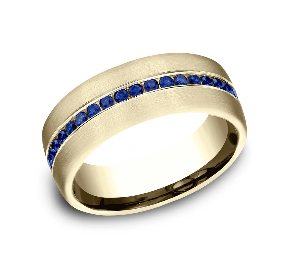 Blue Sapphire Half Way Diamond Band