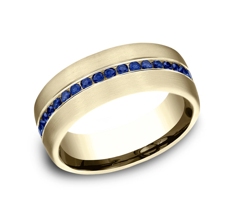 Blue Sapphire Half Way Diamond Band