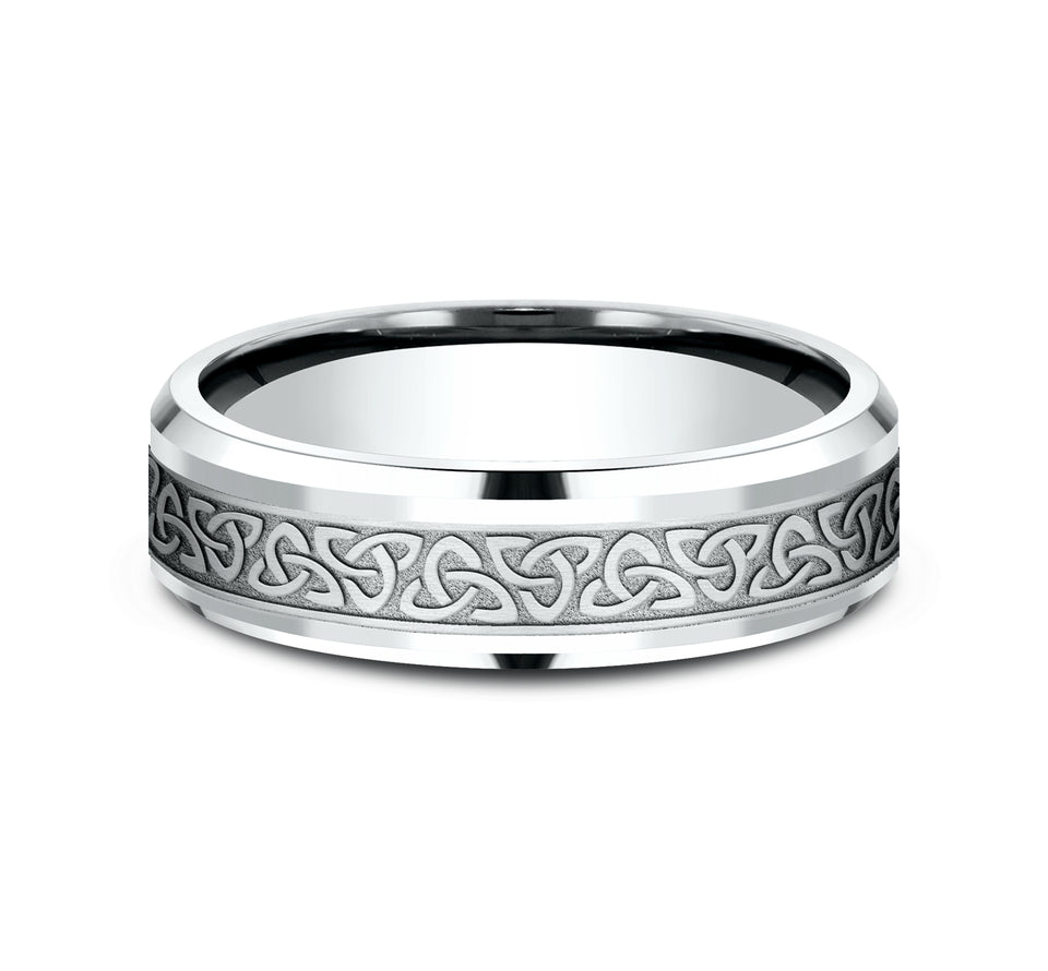Drop Bevel Band with Love Knot Triangle Center