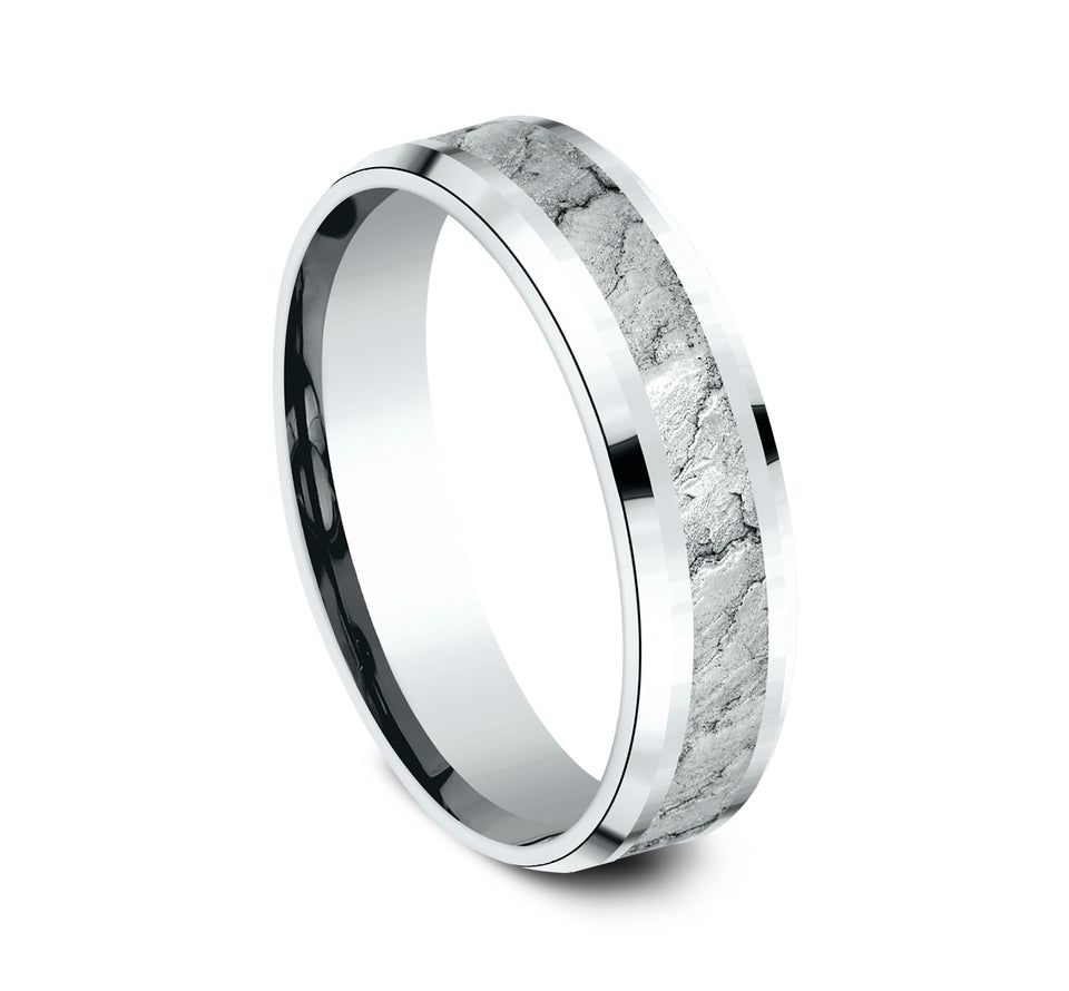 Drop Bevel Band with Lava Rock Center