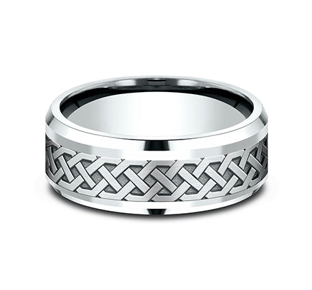 Drop Bevel Band with Celtic Love Knot Center