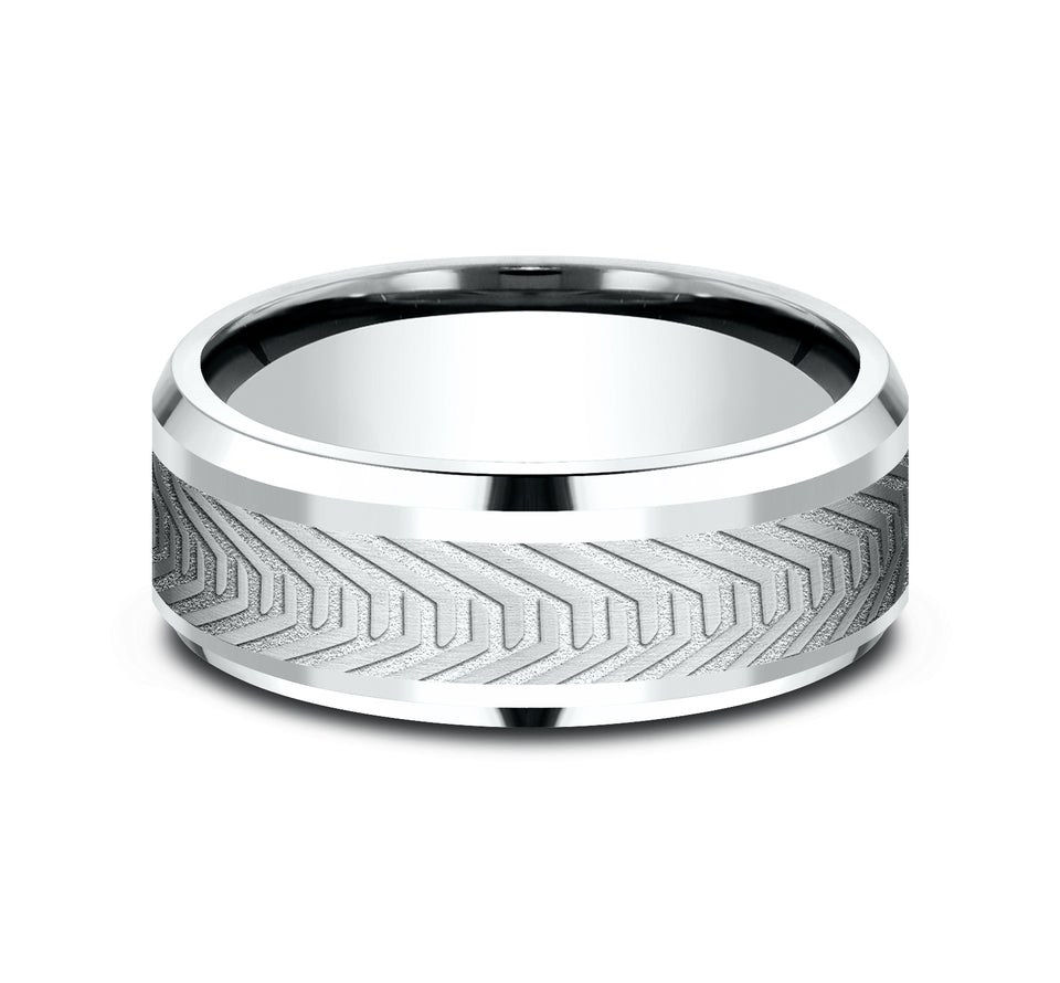 Drop Bevel Band with Mars Tread Center