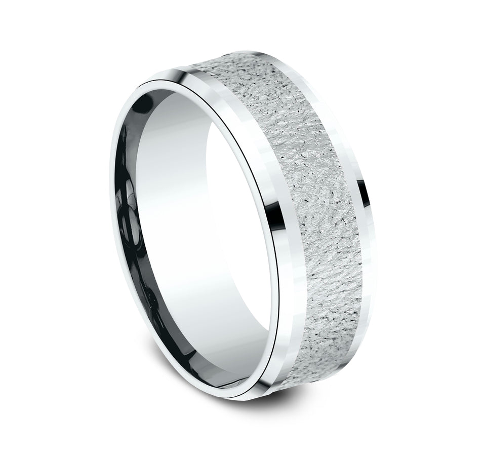 Drop Bevel Band with Stone Center