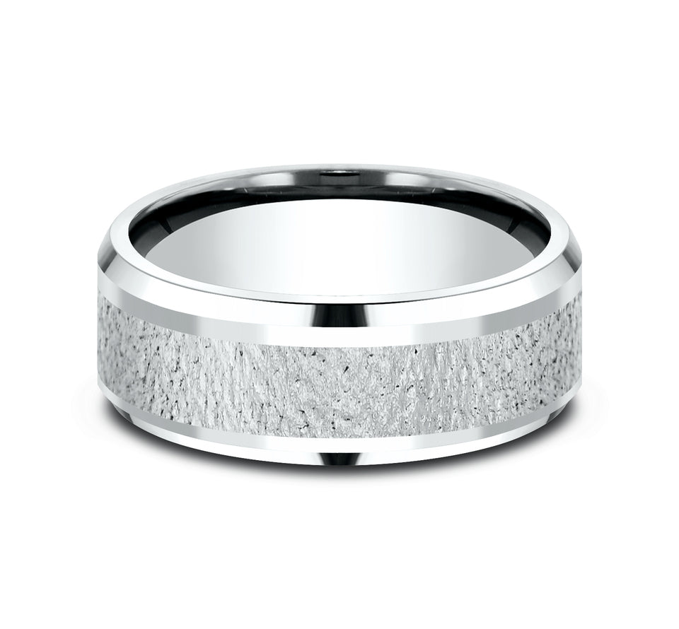 Drop Bevel Band with Stone Center