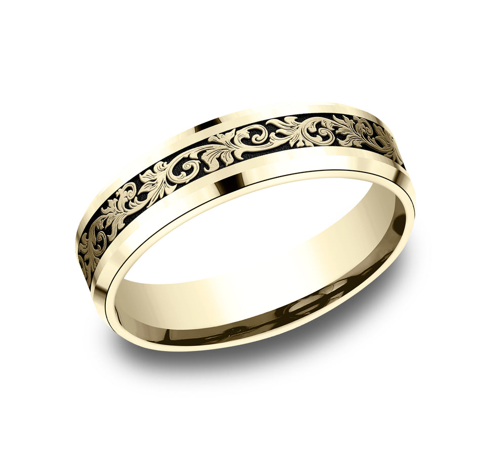 Drop Bevel Band with Vintage Script Center