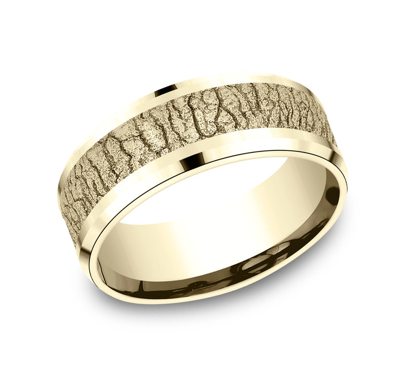Drop Bevel Band with BP Large Bark Center