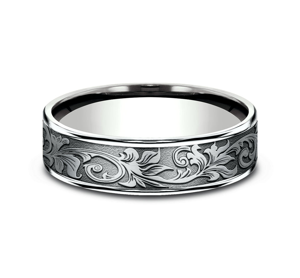 Thin Edge Band with Vintage Script Center