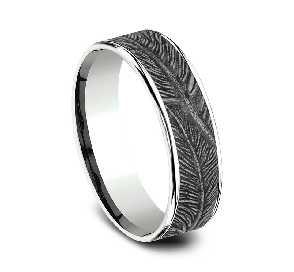 Thin Edge Band with Feather Center