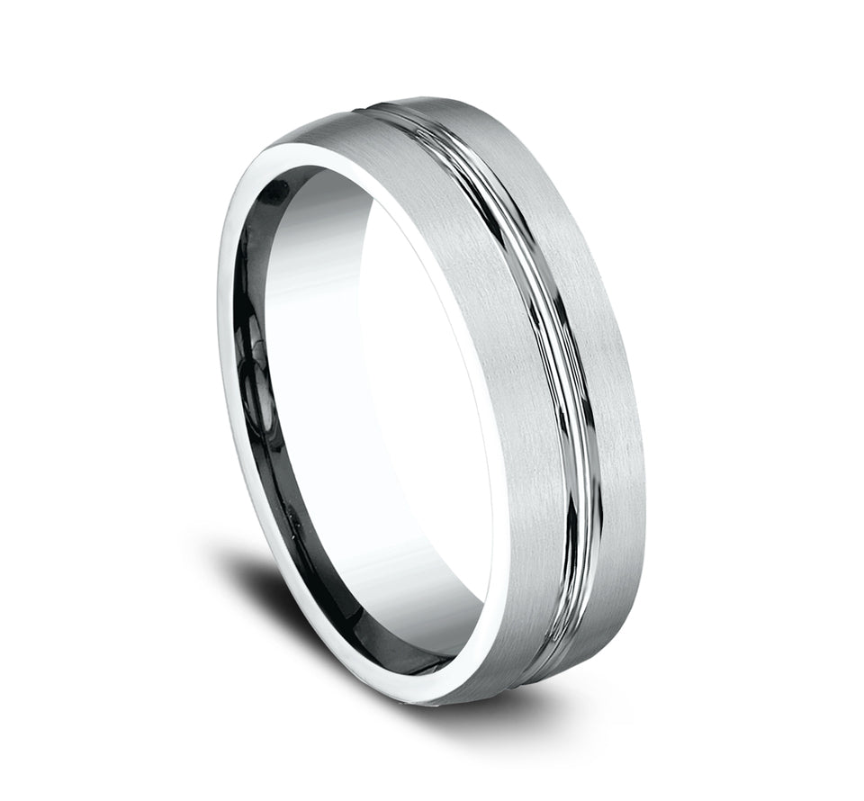 Light Comfort Fit Satin Band with Center Cut