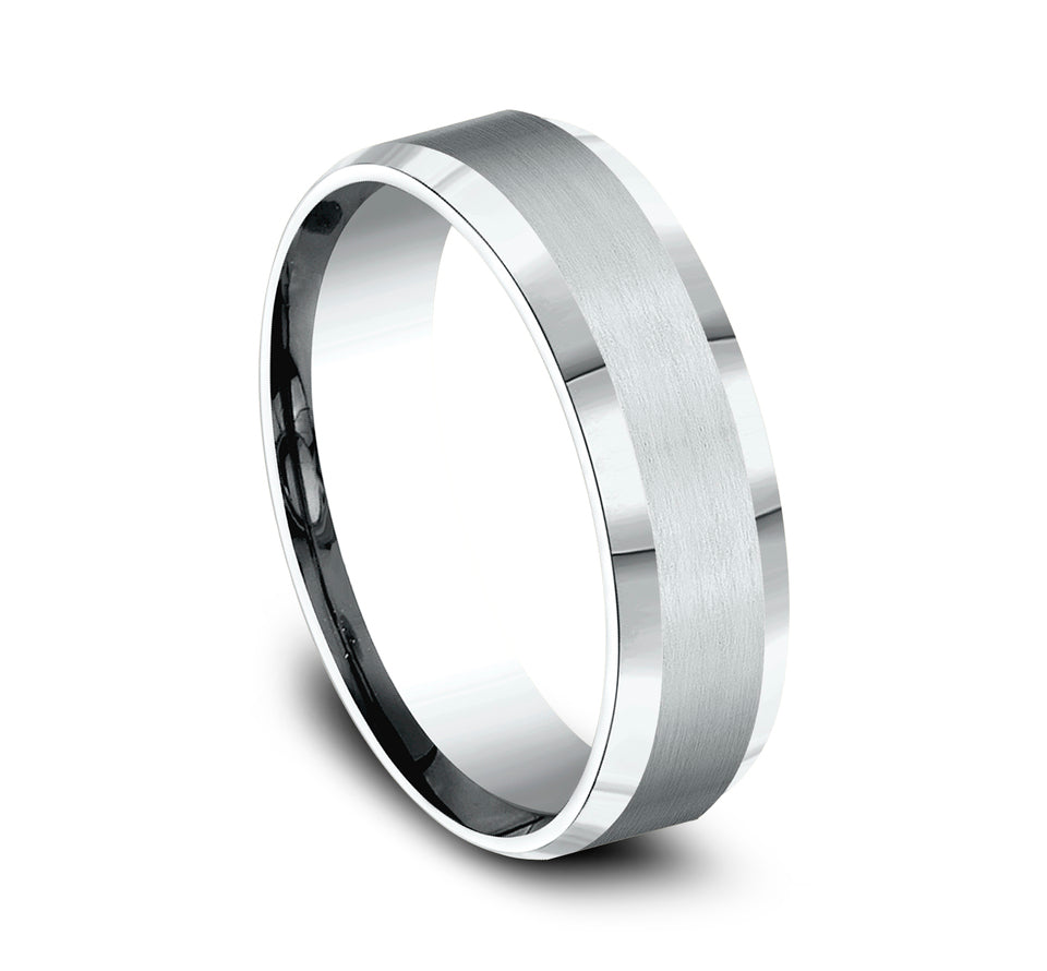 Light Comfort Fit Beveled Edge Band with Satin Center