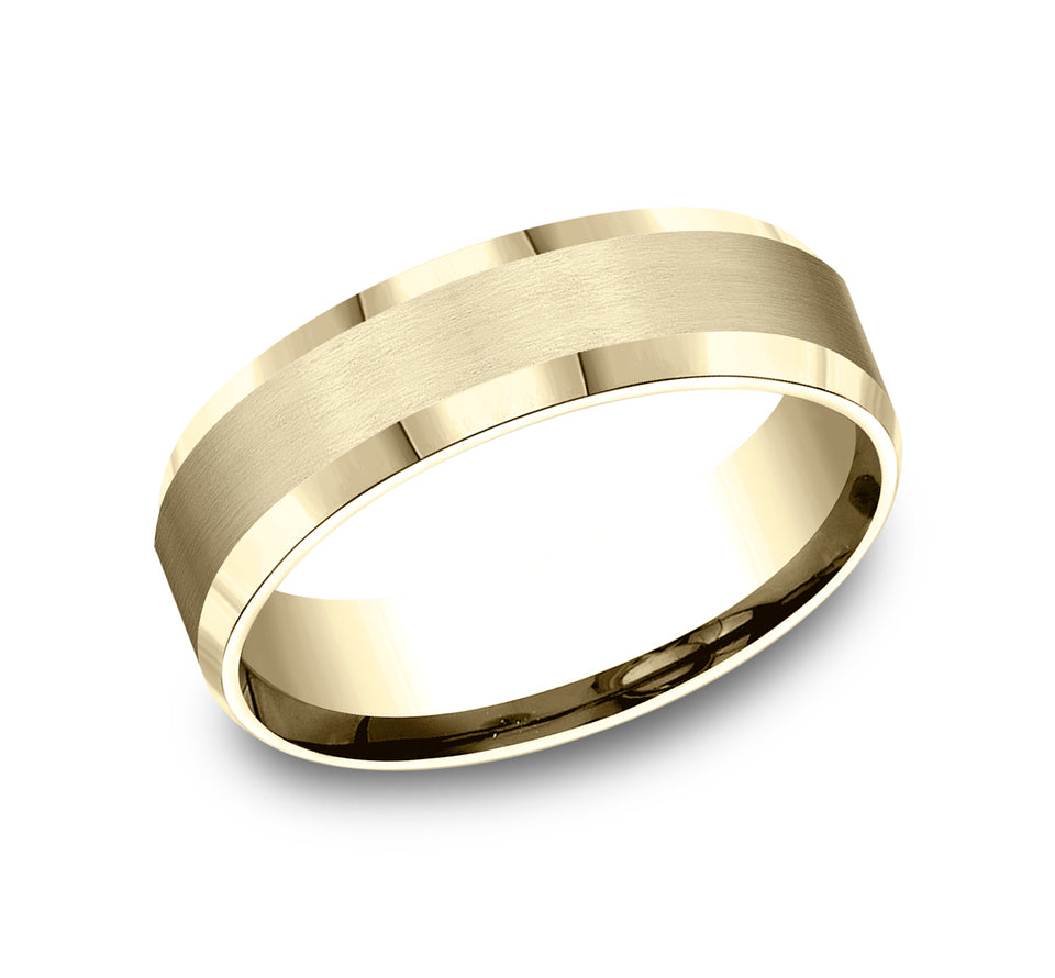 Light Comfort Fit Beveled Edge Band with Satin Center