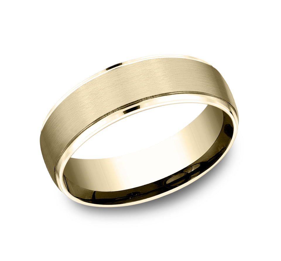 Light Comfort Fit Drop Edg Band with Satin Center