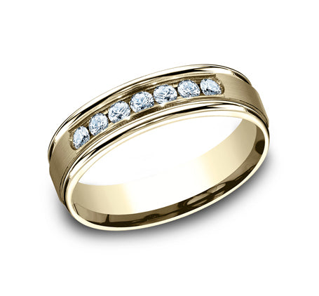 Round Edge Channel Diamond Band with Satin Center