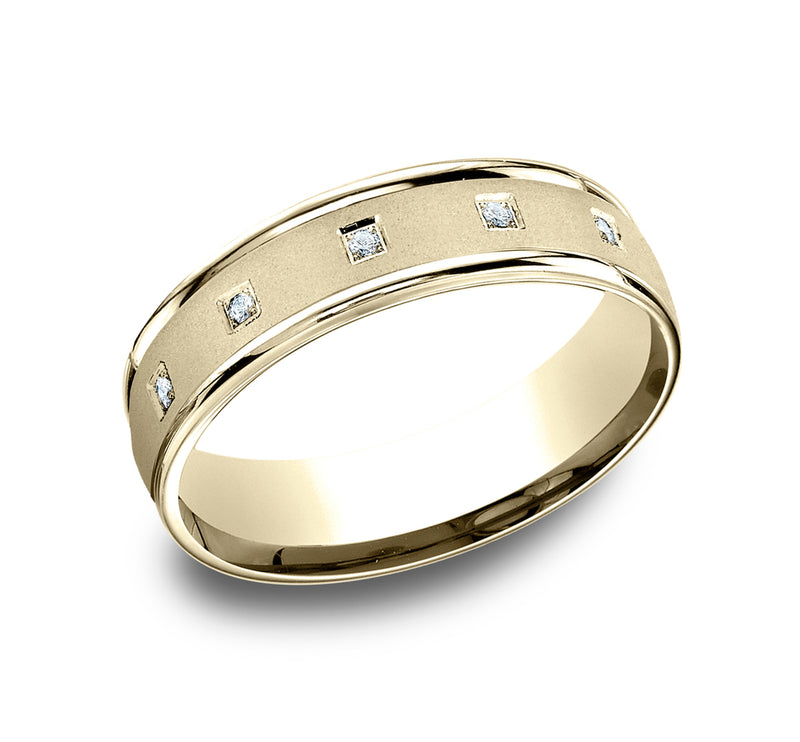 Round Edge Pave Diamond Band with Glass Bead Center